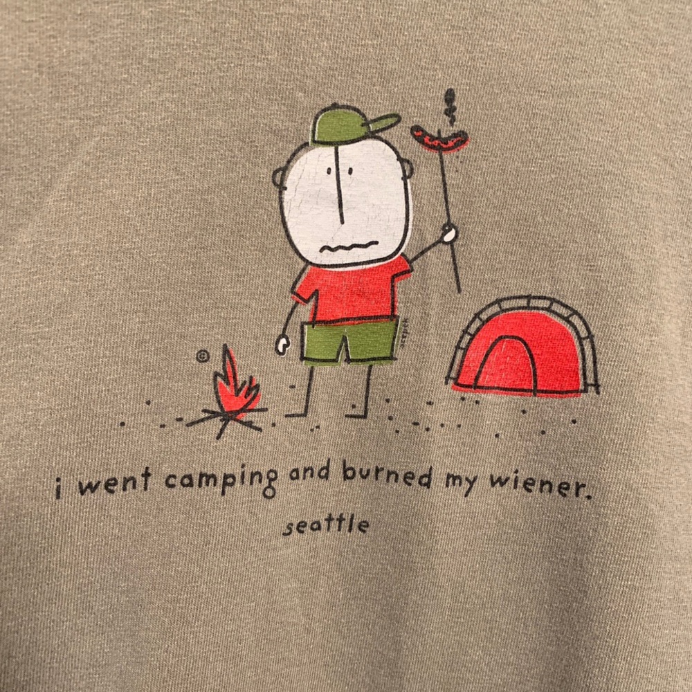 Seattle,Washington t-shirt “I went camping and burned my wiener”
